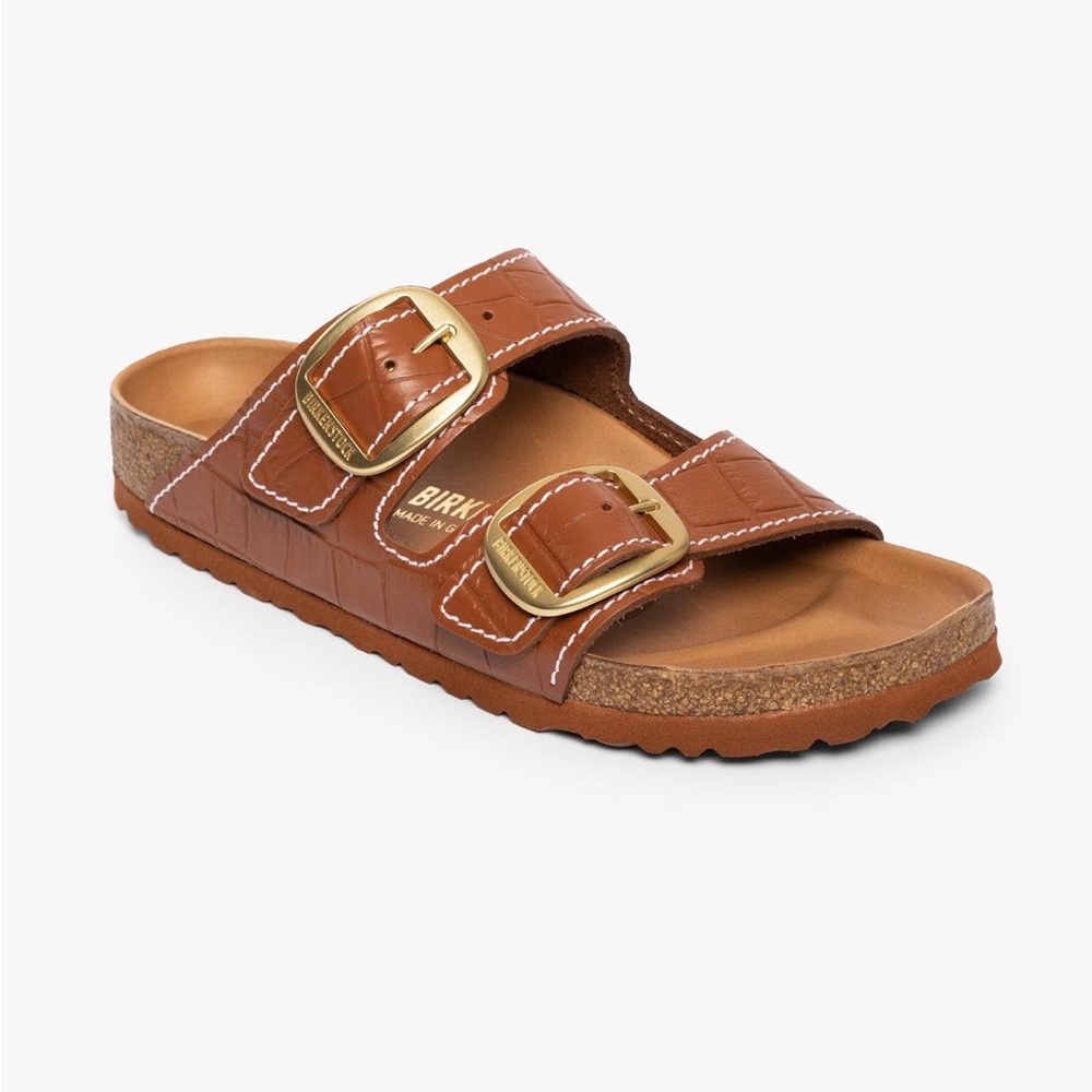 Staud x Birkenstock Big Buckle Saddle Croc Embossed Arizona
